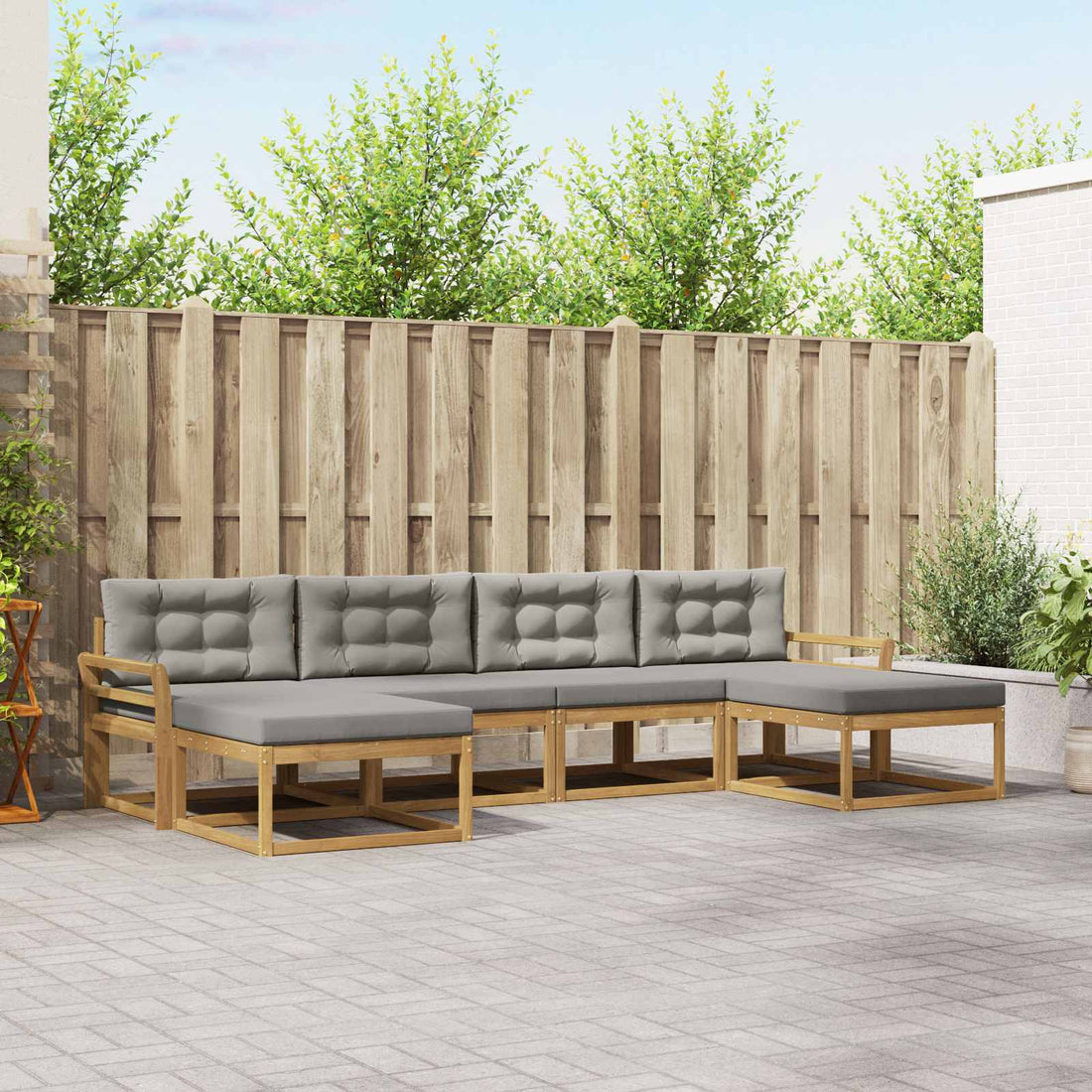 vidaXL Conjunto de sofás de exterior 6 uds. Blanco y Gris Claro