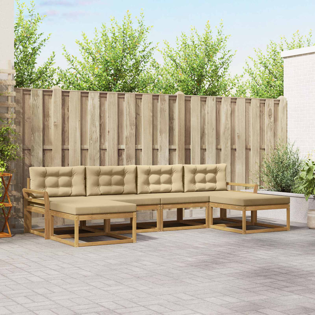 vidaXL Conjunto de sofás de exterior 6 uds. y Beige
