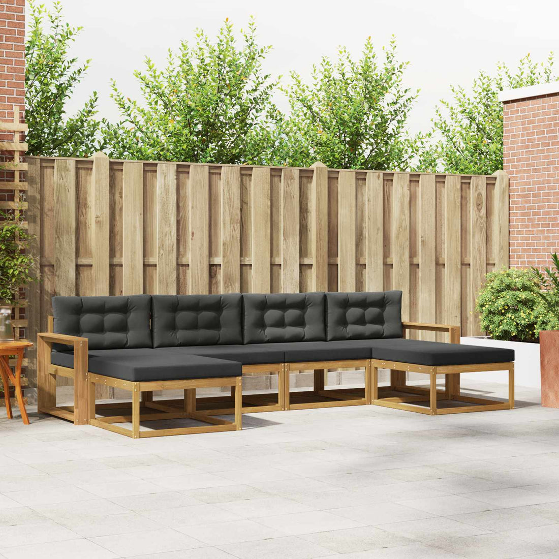 vidaXL Conjunto de sofás de exterior 6 uds. Blanco y Antracita