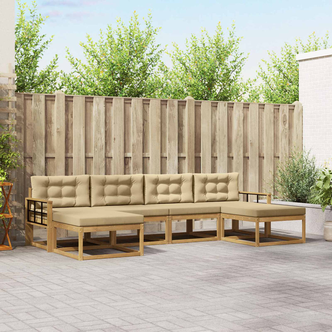 vidaXL Conjunto de sofás de exterior 6 uds. y Beige