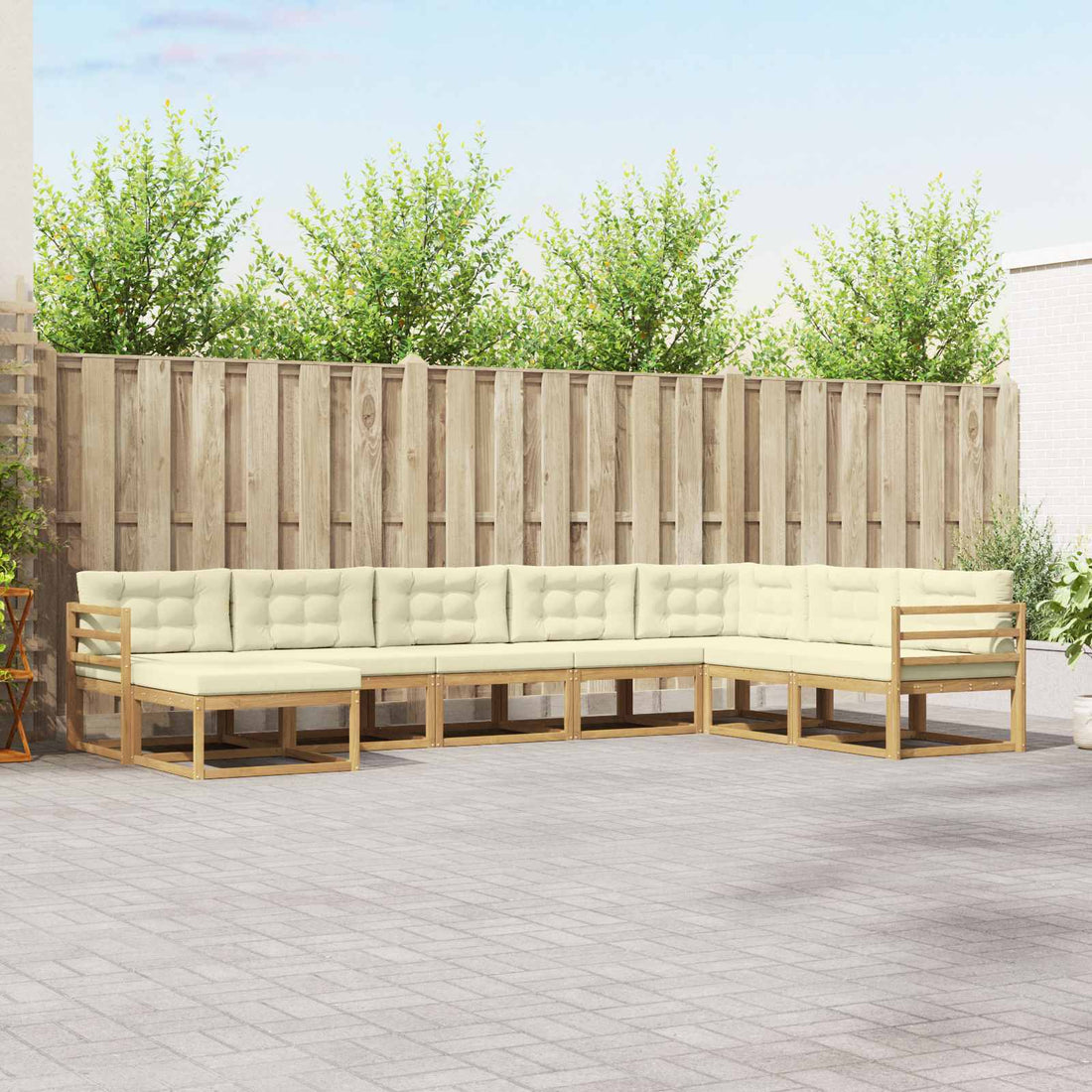 vidaXL Conjunto de sofás de exterior 8 uds. Blanco y Crema