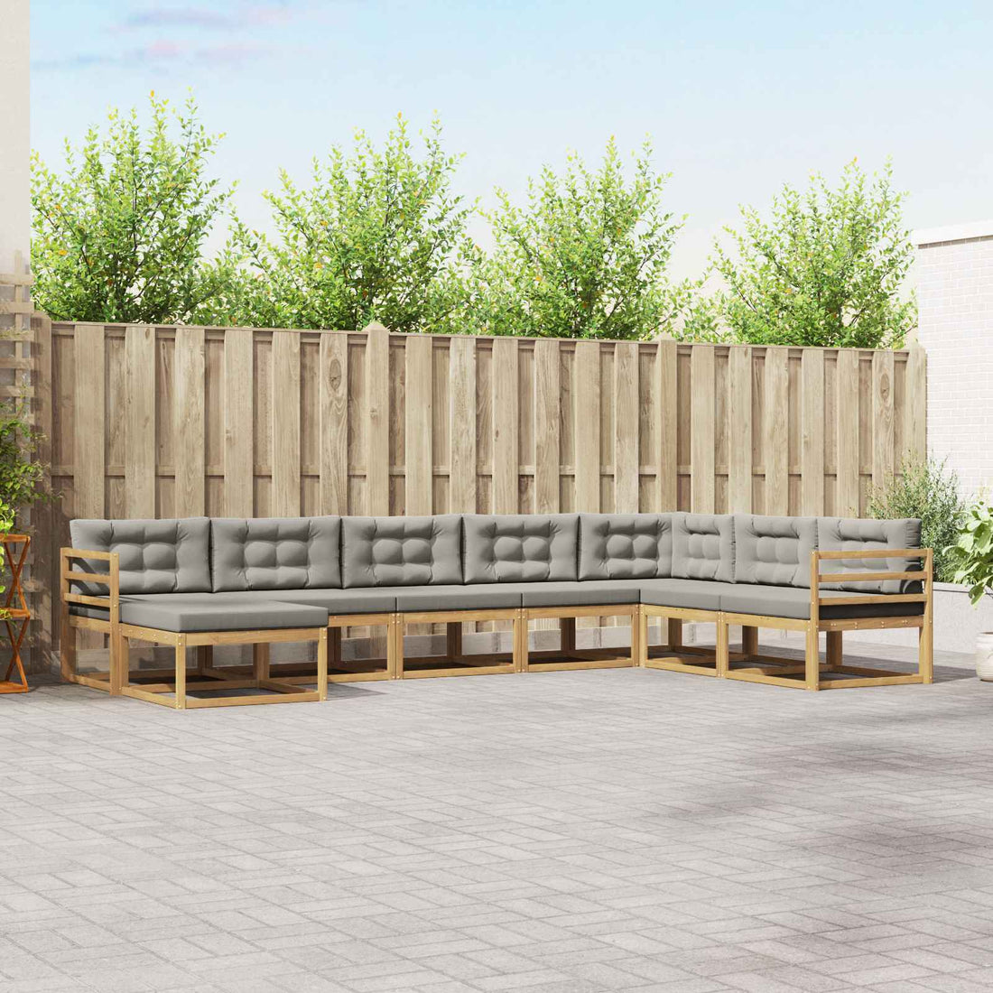 vidaXL Conjunto de sofás de exterior 8 uds. Blanco y Gris Claro