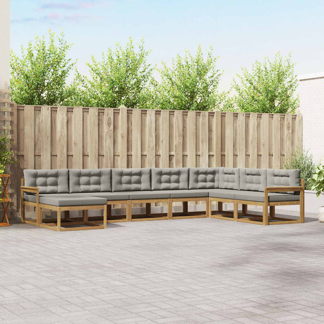vidaXL Conjunto de sofás de exterior 8 uds. Blanco y Gris Claro