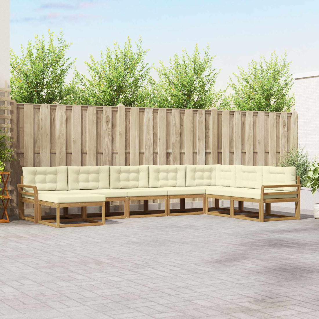 vidaXL Conjunto de sofás de exterior 8 uds. Blanco y Crema