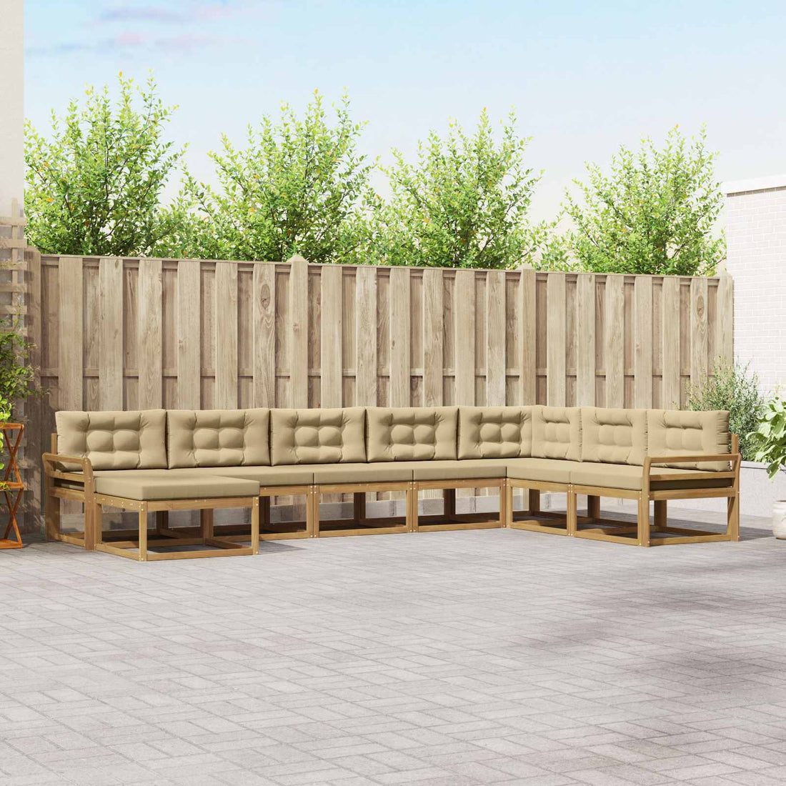 vidaXL Conjunto de sofás de exterior 8 uds. y Beige