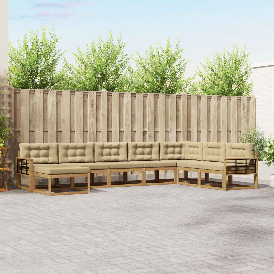 vidaXL Conjunto de sofás de exterior 8 uds. y Beige