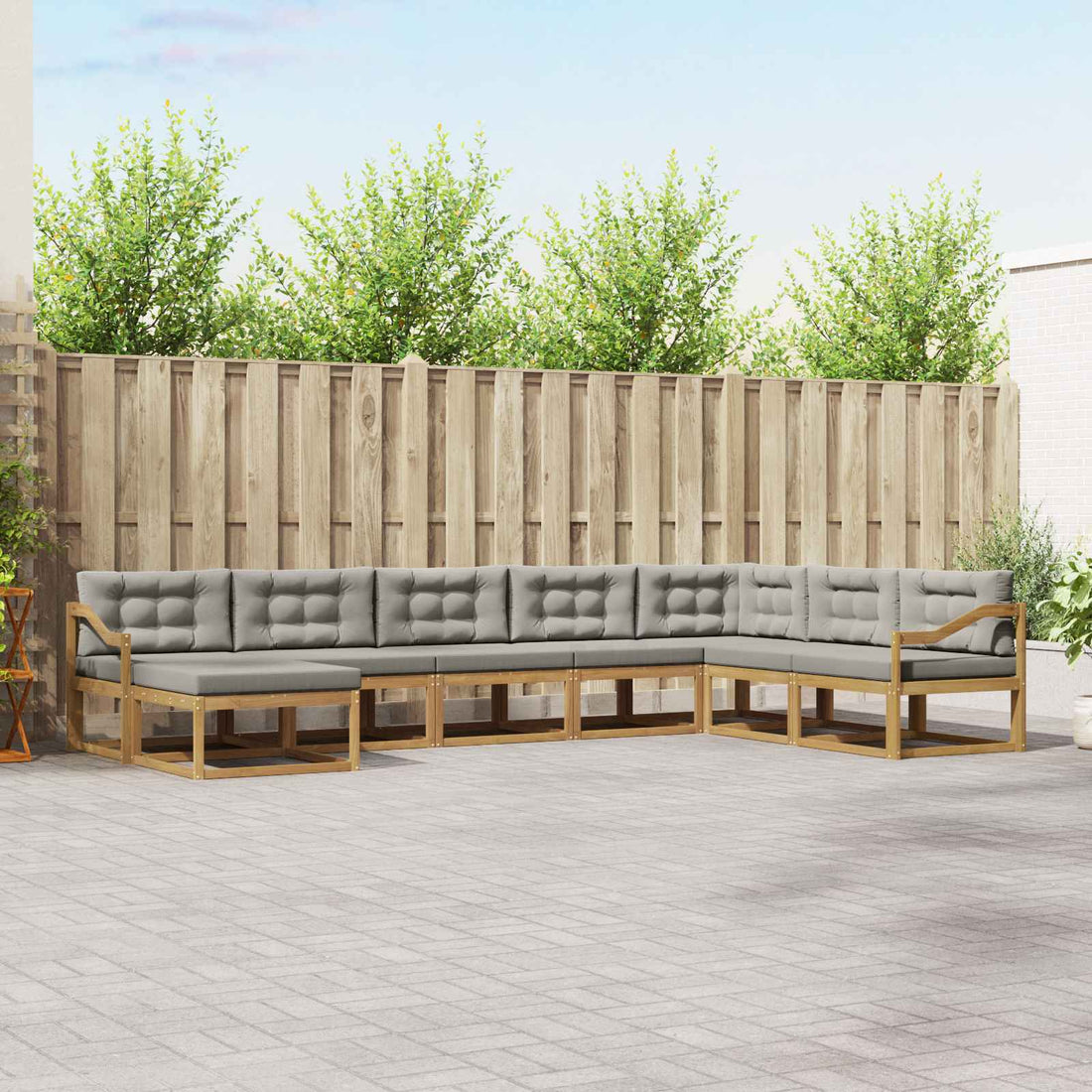 vidaXL Conjunto de sofás de exterior 8 uds. Blanco y Gris Claro