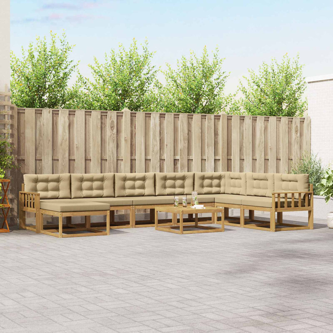vidaXL Conjunto de sofás de exterior 9 uds. y Beige