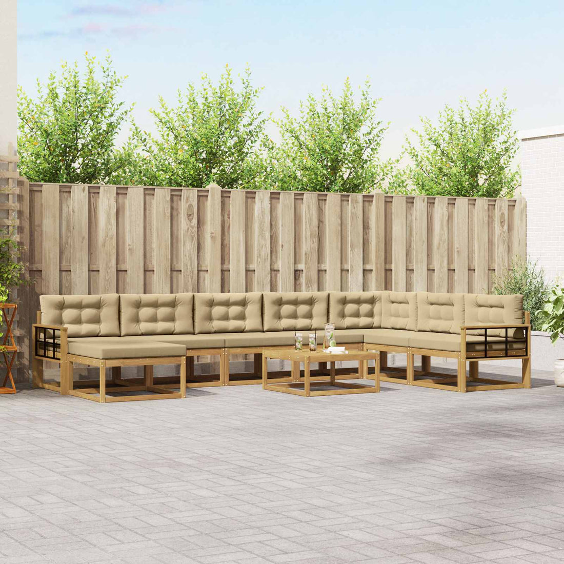 vidaXL Conjunto de sofás de exterior 9 uds. y Beige