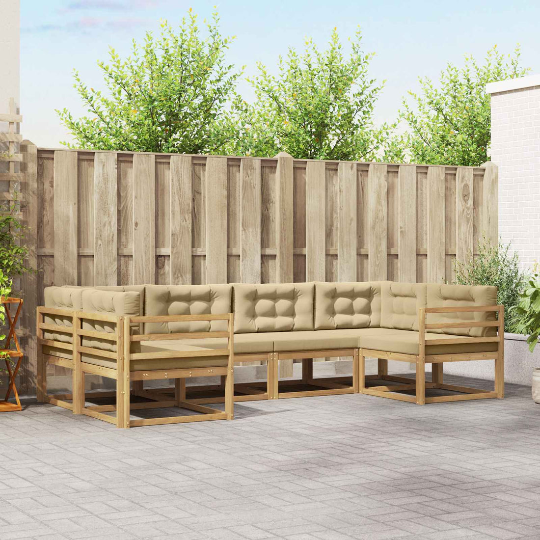 vidaXL Conjunto de sofás de exterior 6 uds. y Beige
