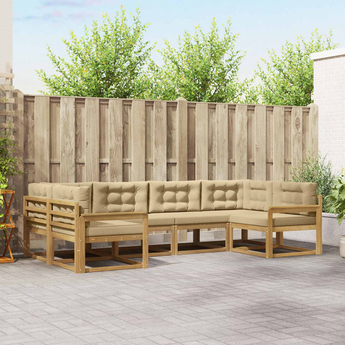 vidaXL Conjunto de sofás de exterior 6 uds. y Beige