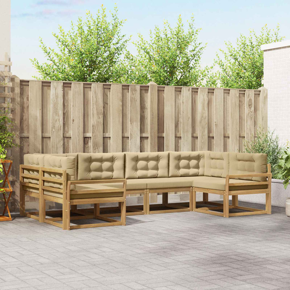 vidaXL Conjunto de sofás de exterior 6 uds. y Beige