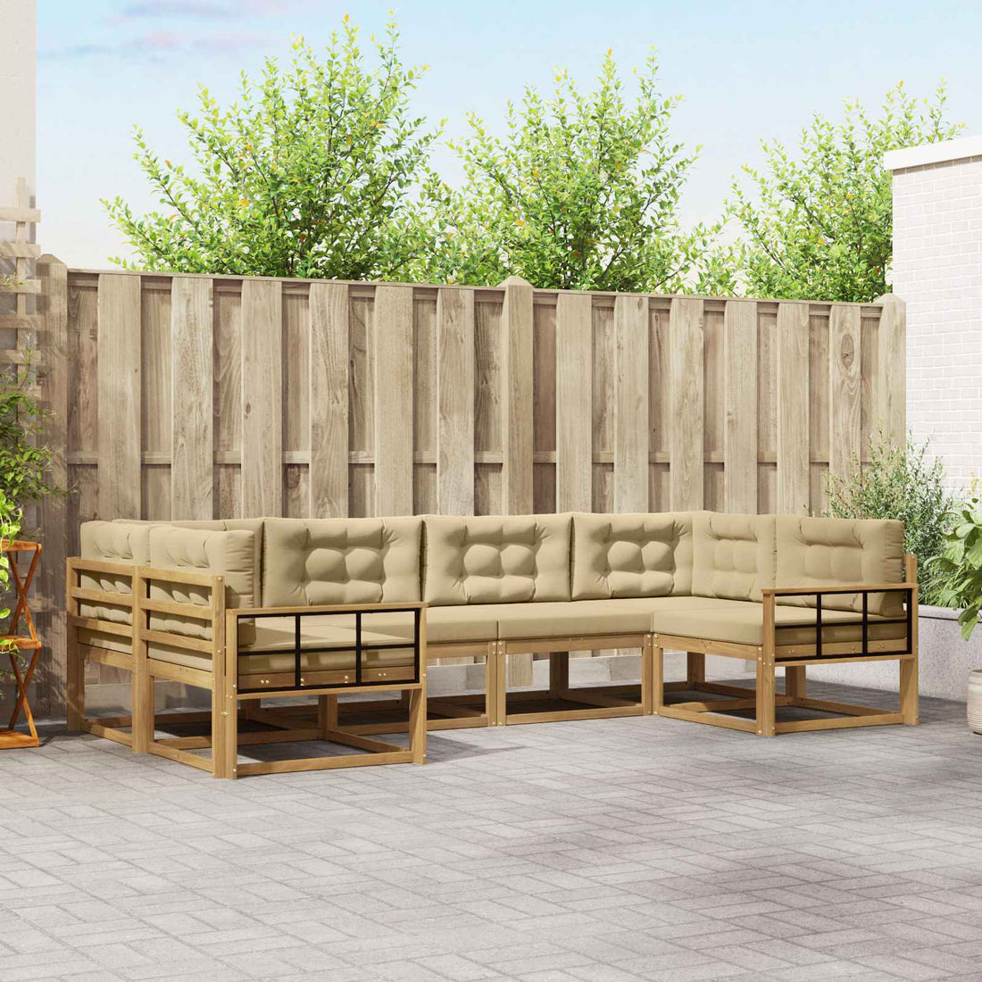 vidaXL Conjunto de sofás de exterior 6 uds. y Beige