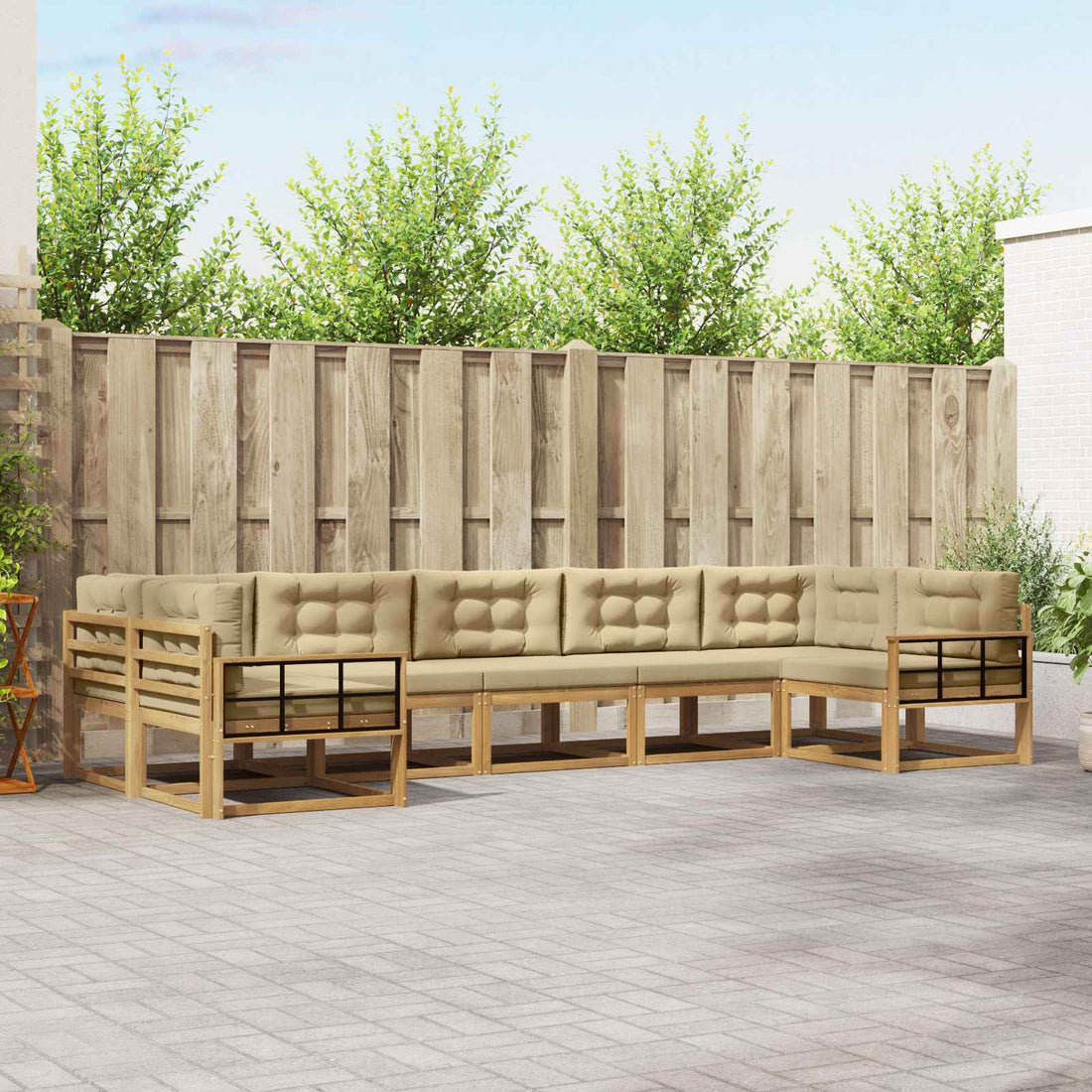 vidaXL Conjunto de sofás de exterior 7 uds. y Beige