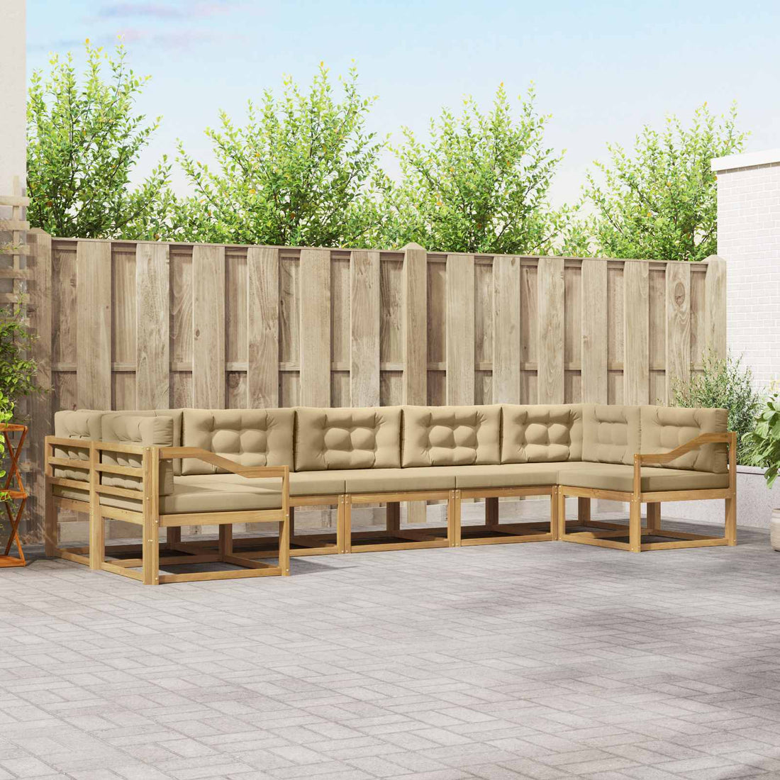 vidaXL Conjunto de sofás de exterior 7 uds. y Beige