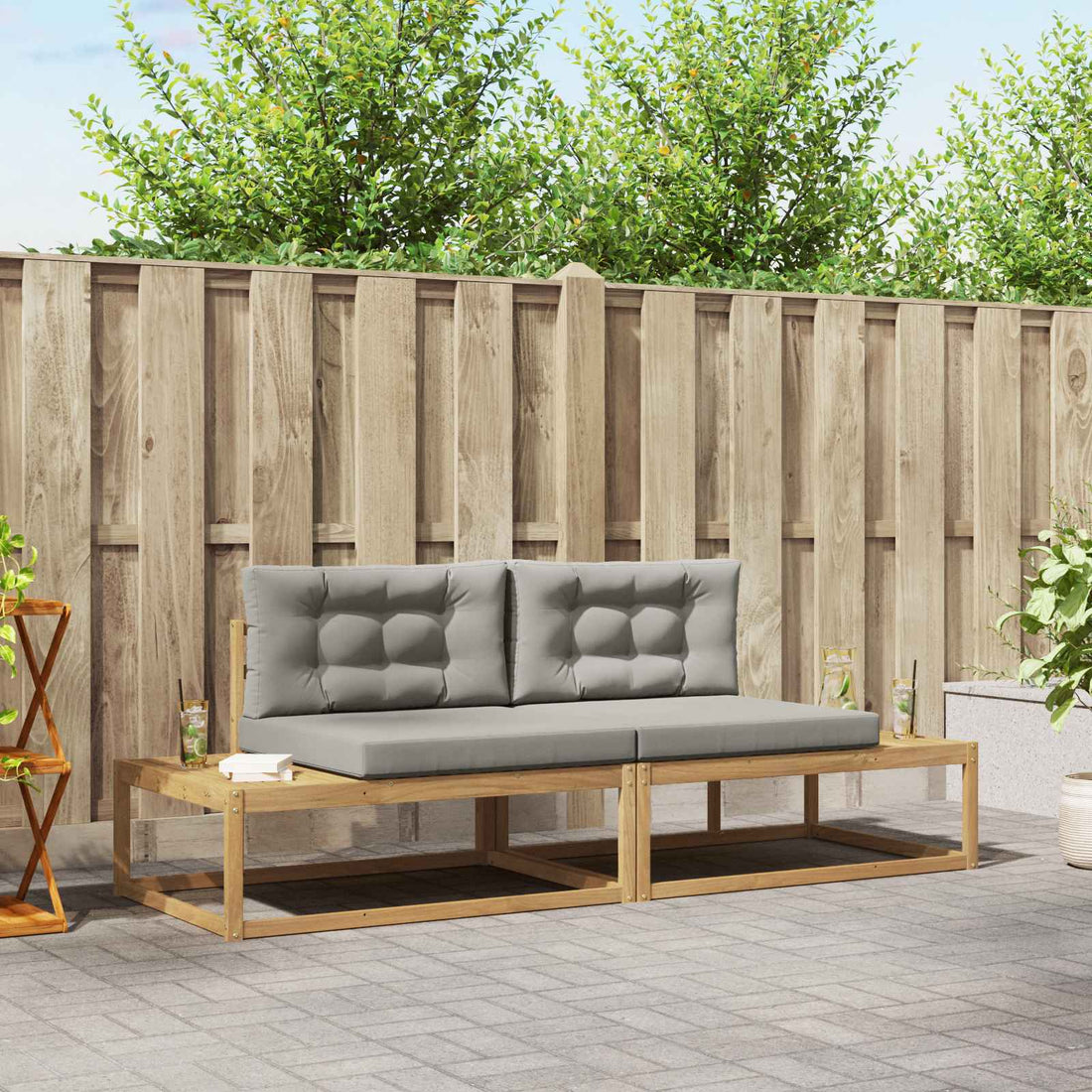 vidaXL Conjunto de sofás de exterior Poliéster Blanco