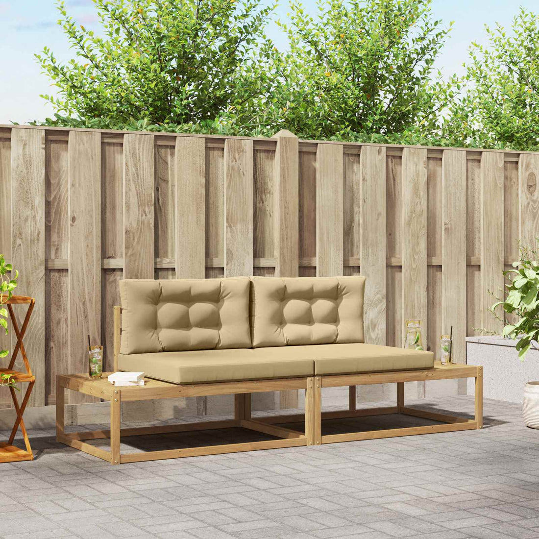vidaXL Conjunto de sofás de exterior Poliéster Blanco