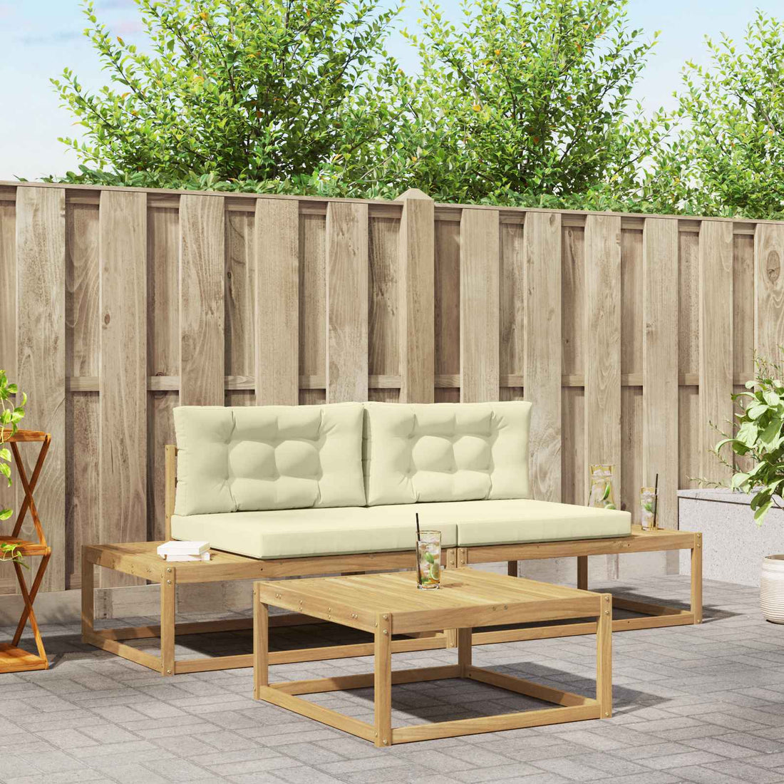 vidaXL Conjunto de sofás de exterior Poliéster Blanco