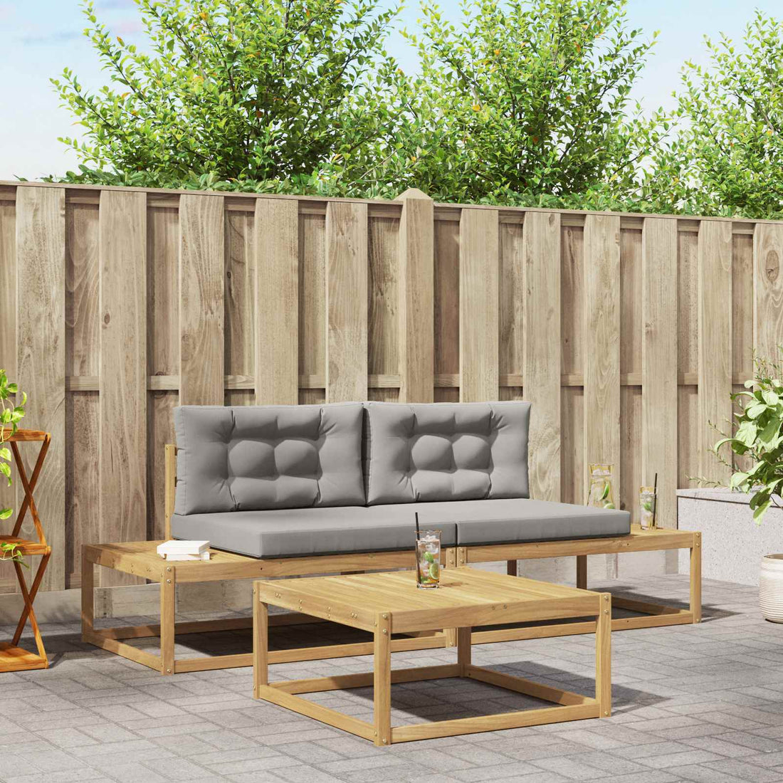 vidaXL Conjunto de sofás de exterior Poliéster Blanco