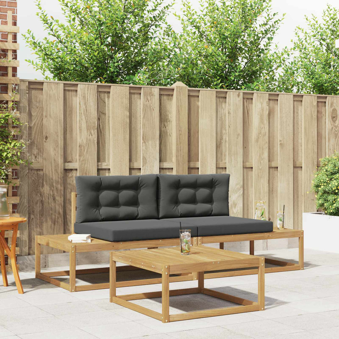 vidaXL Conjunto de sofás de exterior Poliéster Blanco