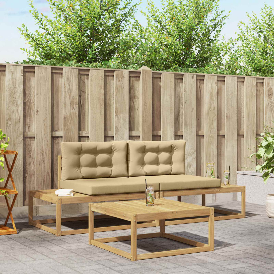vidaXL Conjunto de sofás de exterior Poliéster Blanco