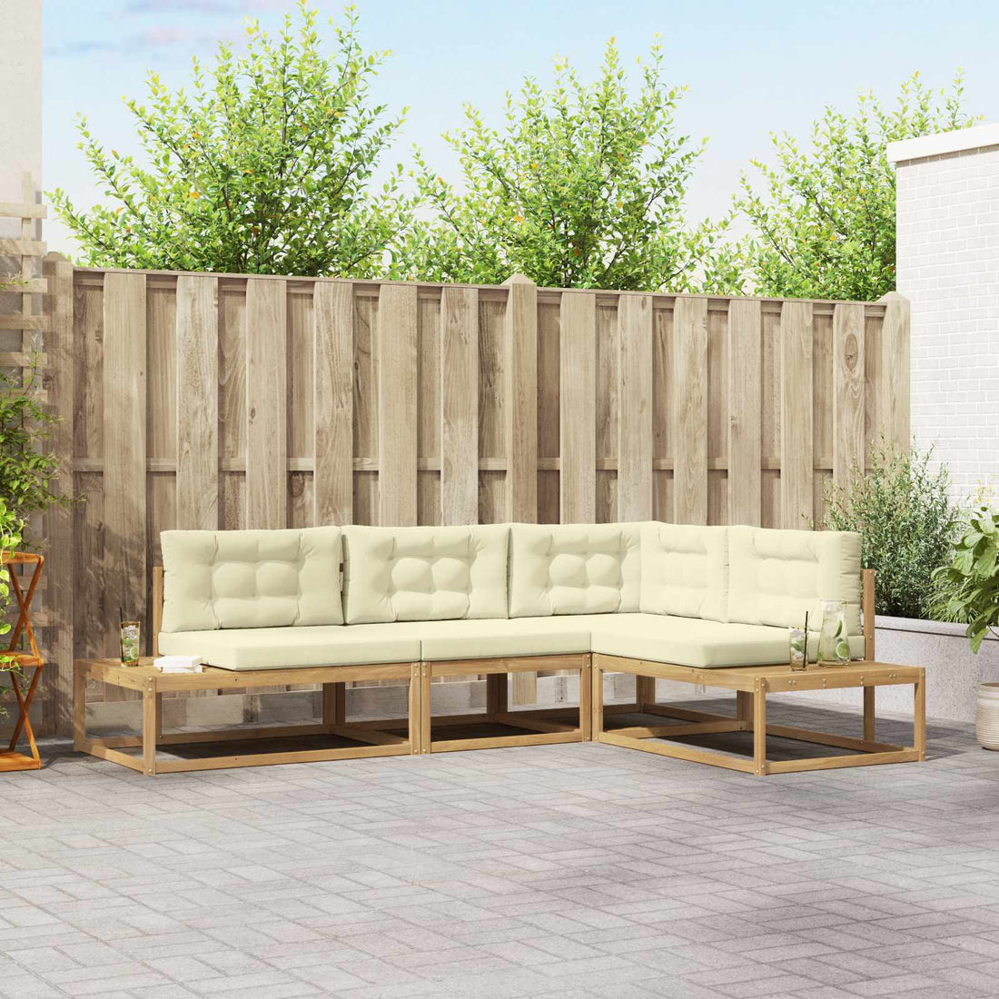 vidaXL Conjunto de sofás de exterior Blanco 277,5 x 198,5 x 73 cm