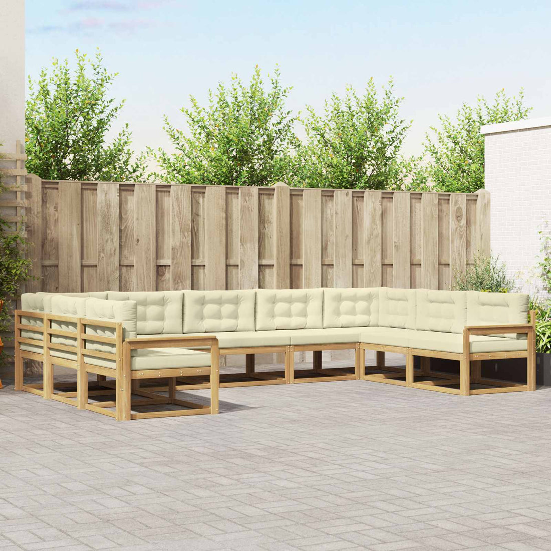 vidaXL Conjunto de sofás de exterior 9 uds. Blanco y Crema