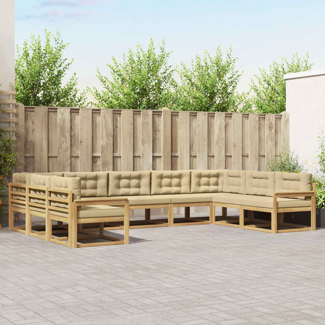 vidaXL Conjunto de sofás de exterior 9 uds. y Beige