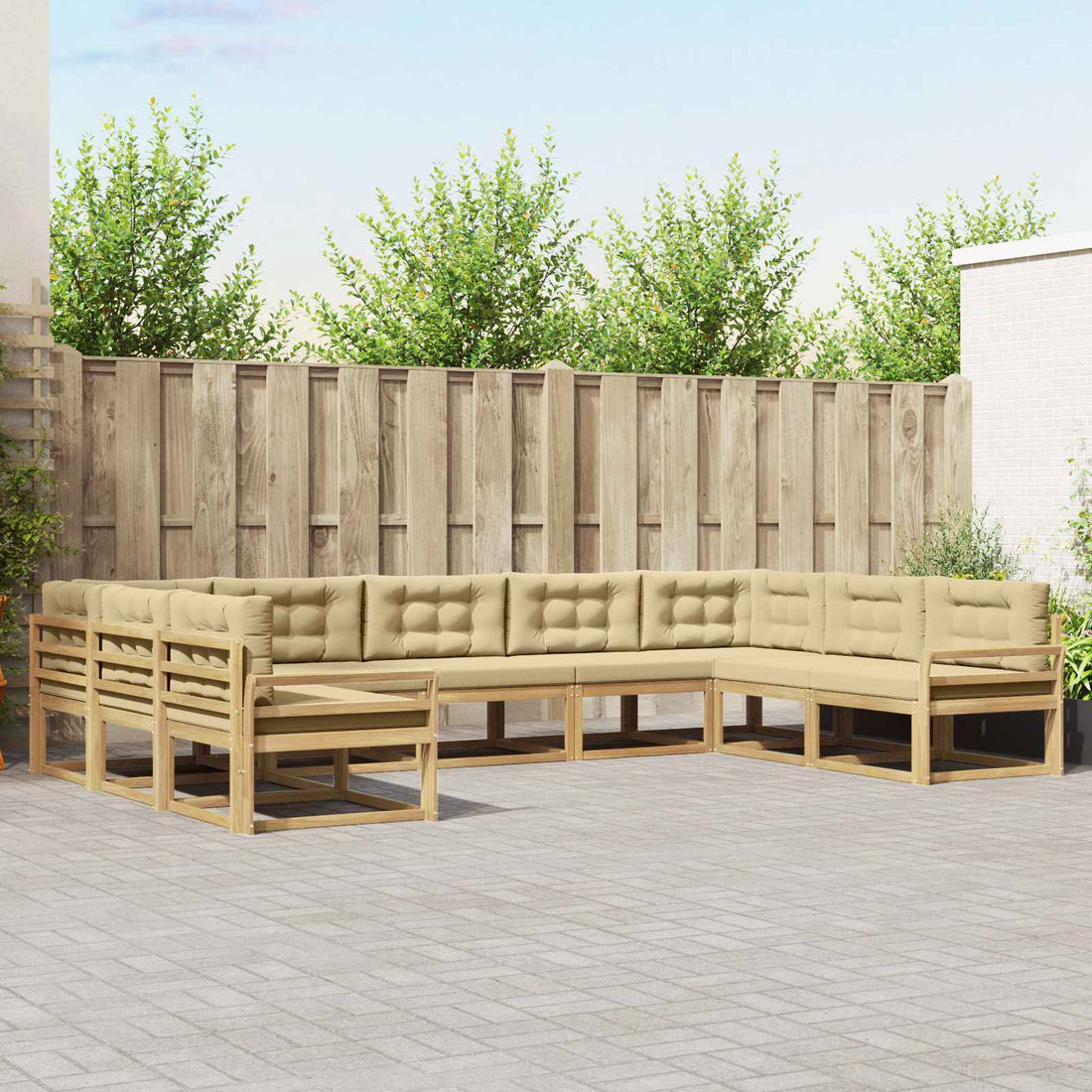 vidaXL Conjunto de sofás de exterior 9 uds. y Beige