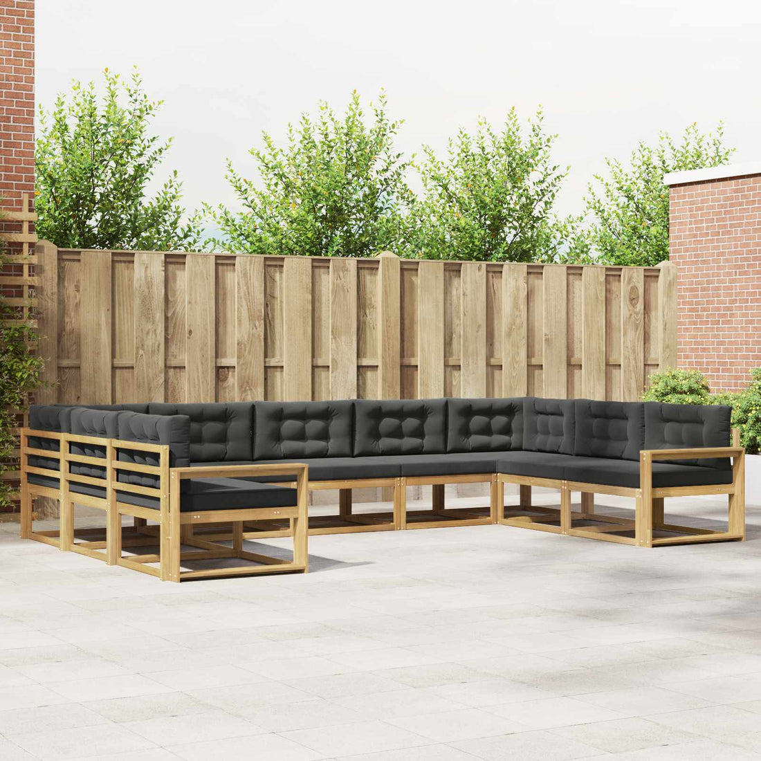 vidaXL Conjunto de sofás de exterior 9 uds. Blanco y Antracita