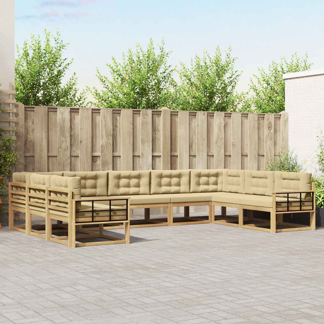 vidaXL Conjunto de sofás de exterior 9 uds. y Beige