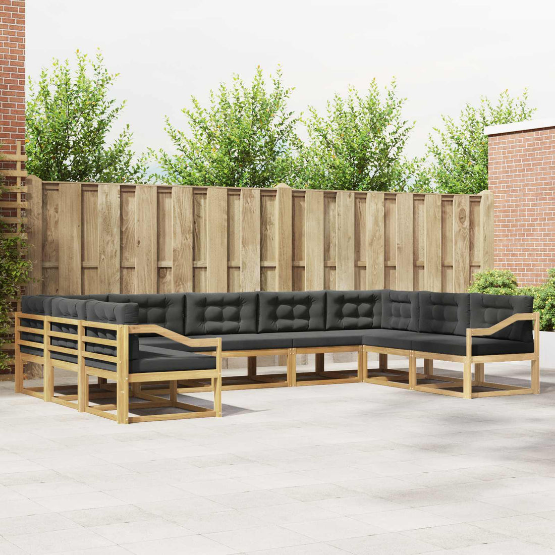 vidaXL Conjunto de sofás de exterior 9 uds. Blanco y Antracita