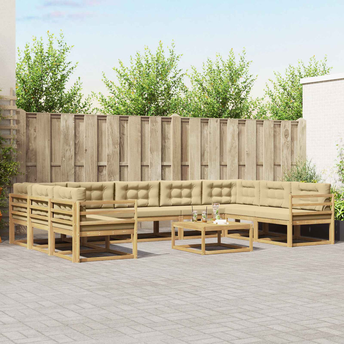 vidaXL Conjunto de sofás de exterior 10 uds. y Beige