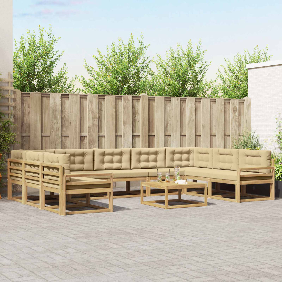 vidaXL Conjunto de sofás de exterior 10 uds. y Beige