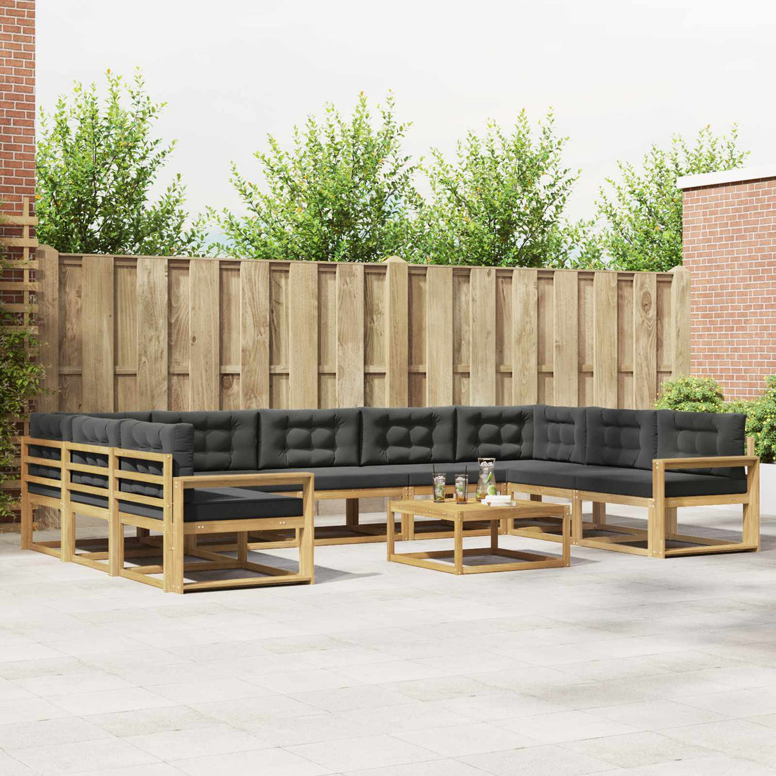 vidaXL Conjunto de sofás de exterior 10 uds. Blanco y Antracita