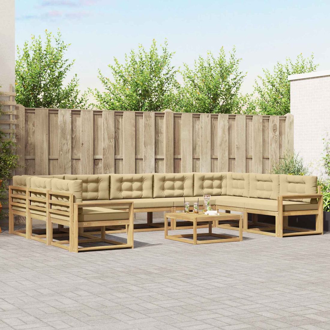 vidaXL Conjunto de sofás de exterior 10 uds. y Beige