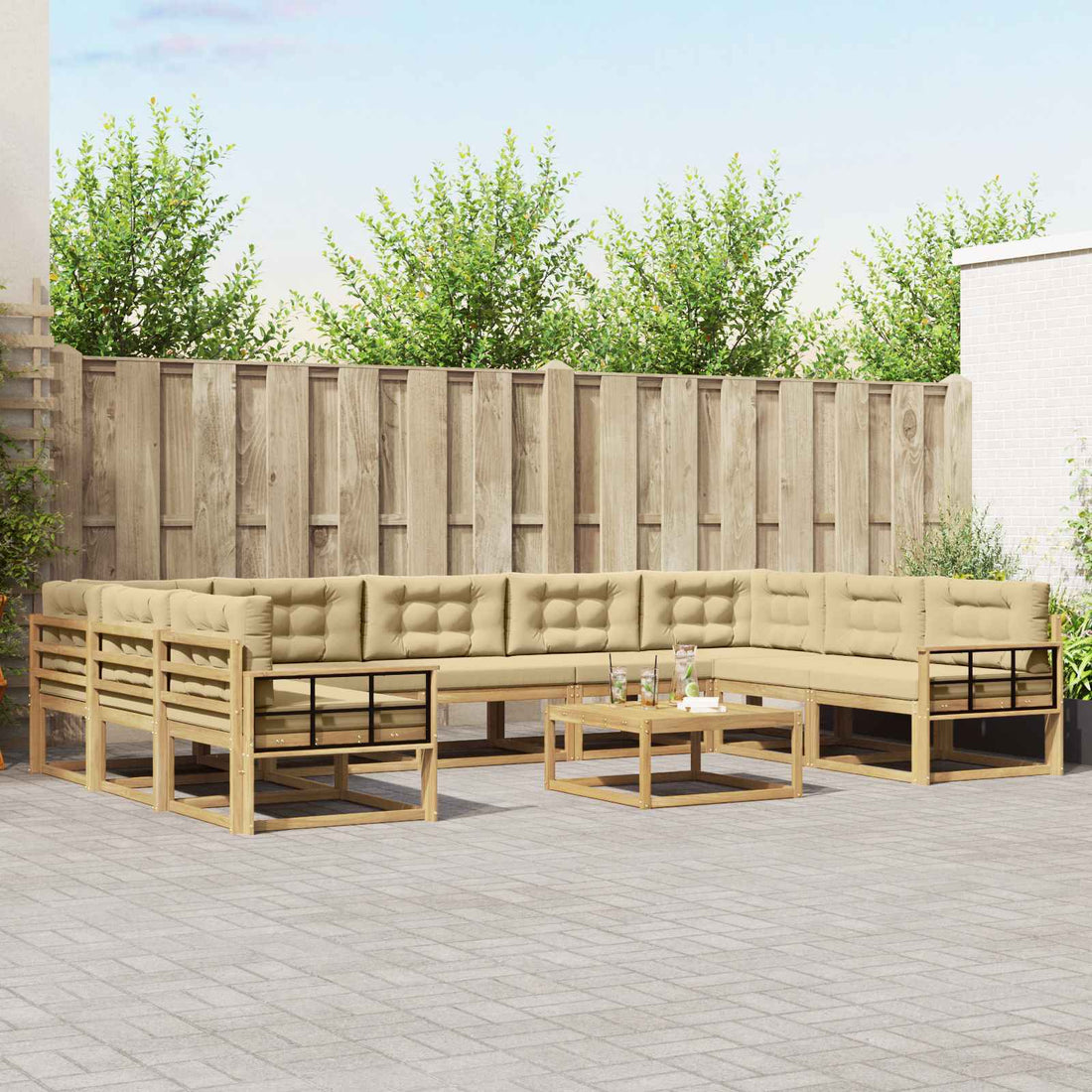 vidaXL Conjunto de sofás de exterior 10 uds. y Beige