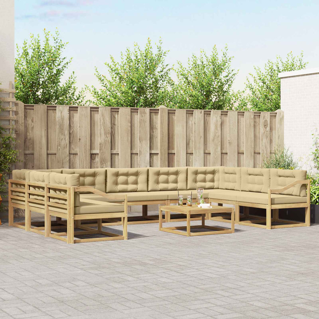vidaXL Conjunto de sofás de exterior 10 uds. y Beige