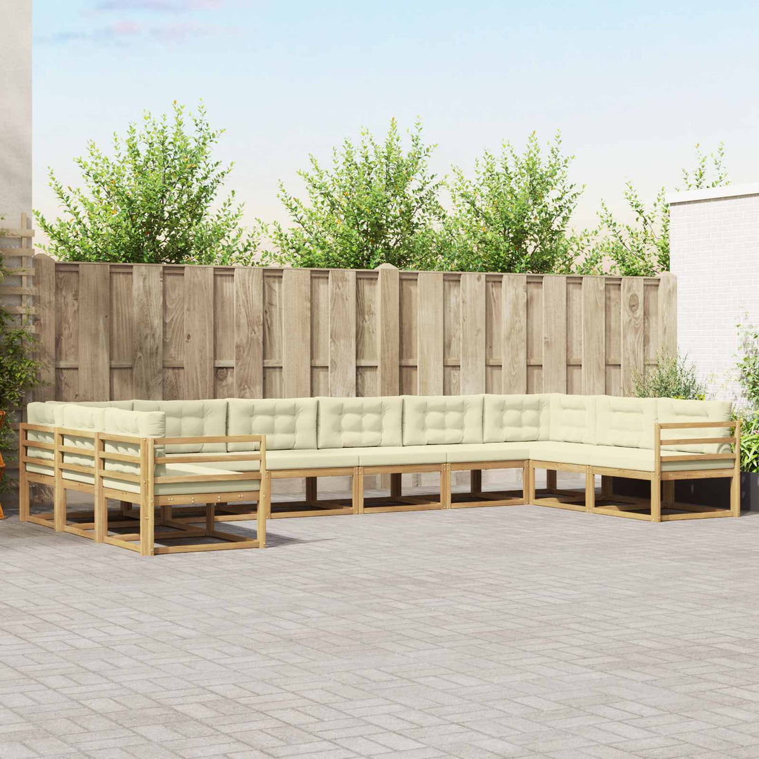 vidaXL Conjunto de sofás de exterior 10 uds. Blanco y Crema