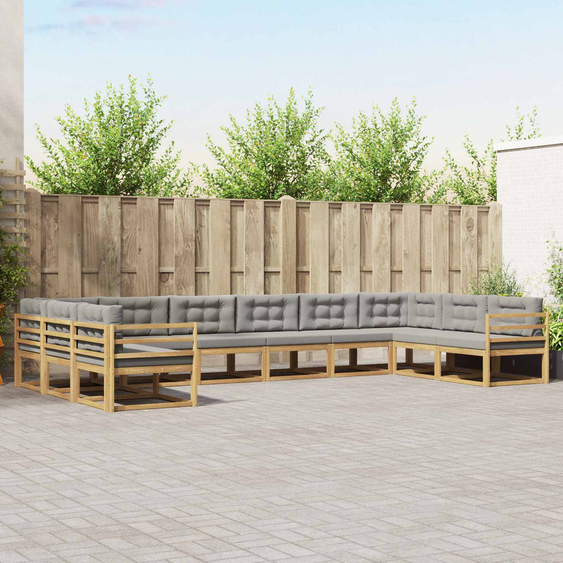 vidaXL Conjunto de sofás de exterior 10 uds. Blanco y Gris Claro