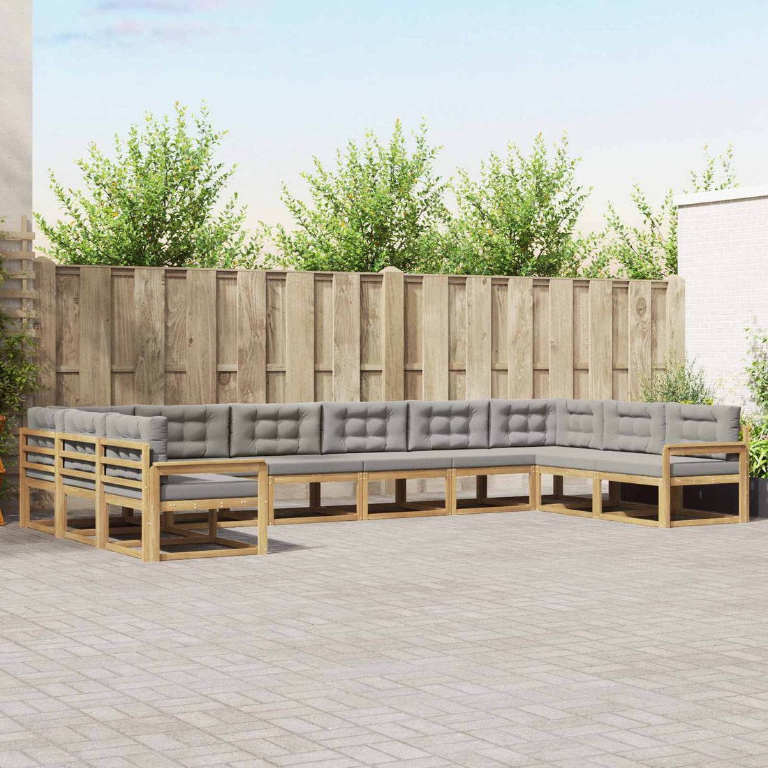 vidaXL Conjunto de sofás de exterior 10 uds. Blanco y Gris Claro