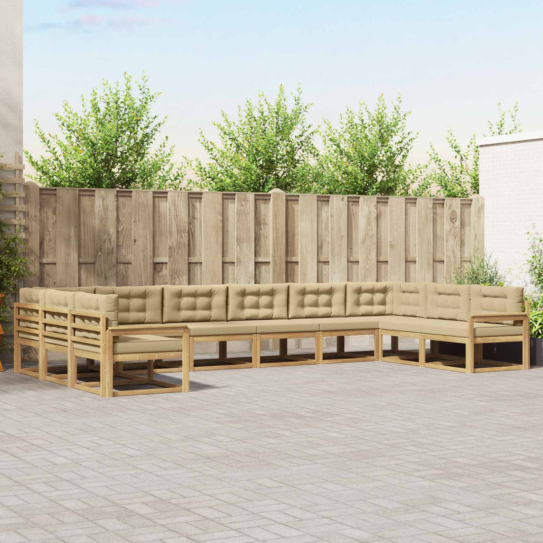 vidaXL Conjunto de sofás de exterior 10 uds. y Beige