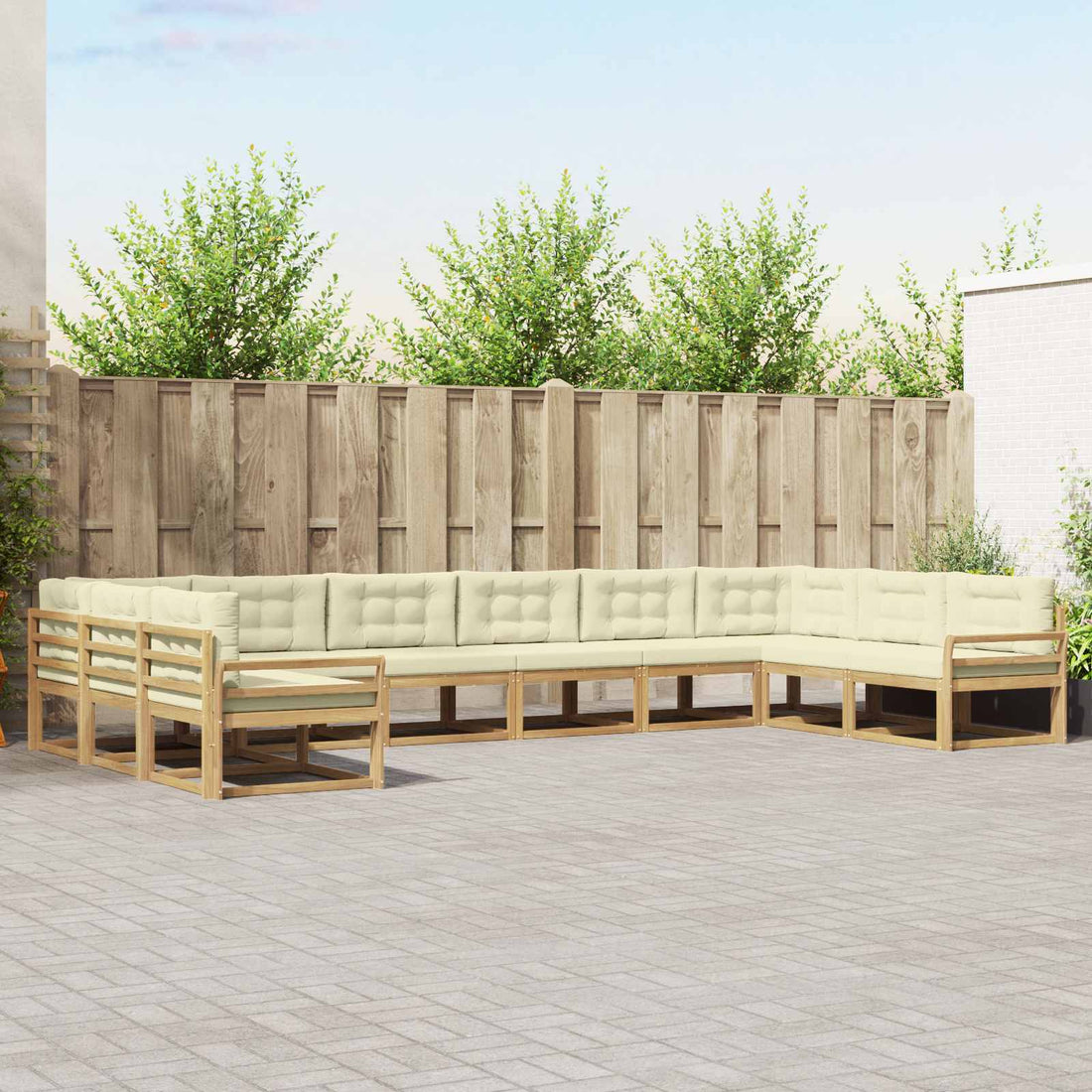 vidaXL Conjunto de sofás de exterior 10 uds. Blanco y Crema