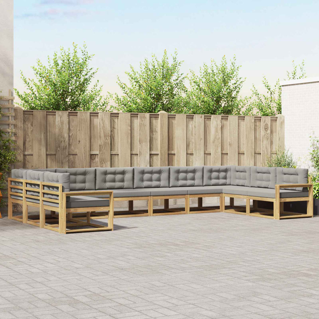 vidaXL Conjunto de sofás de exterior 10 uds. Blanco y Gris Claro