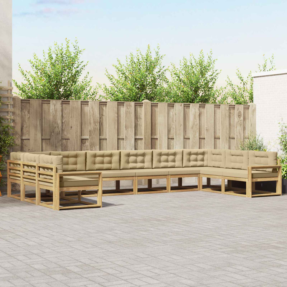 vidaXL Conjunto de sofás de exterior 10 uds. y Beige