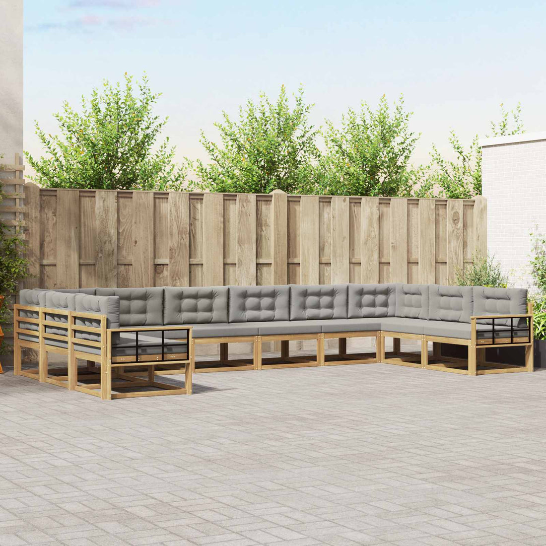 vidaXL Conjunto de sofás de exterior 10 uds. Blanco y Gris Claro
