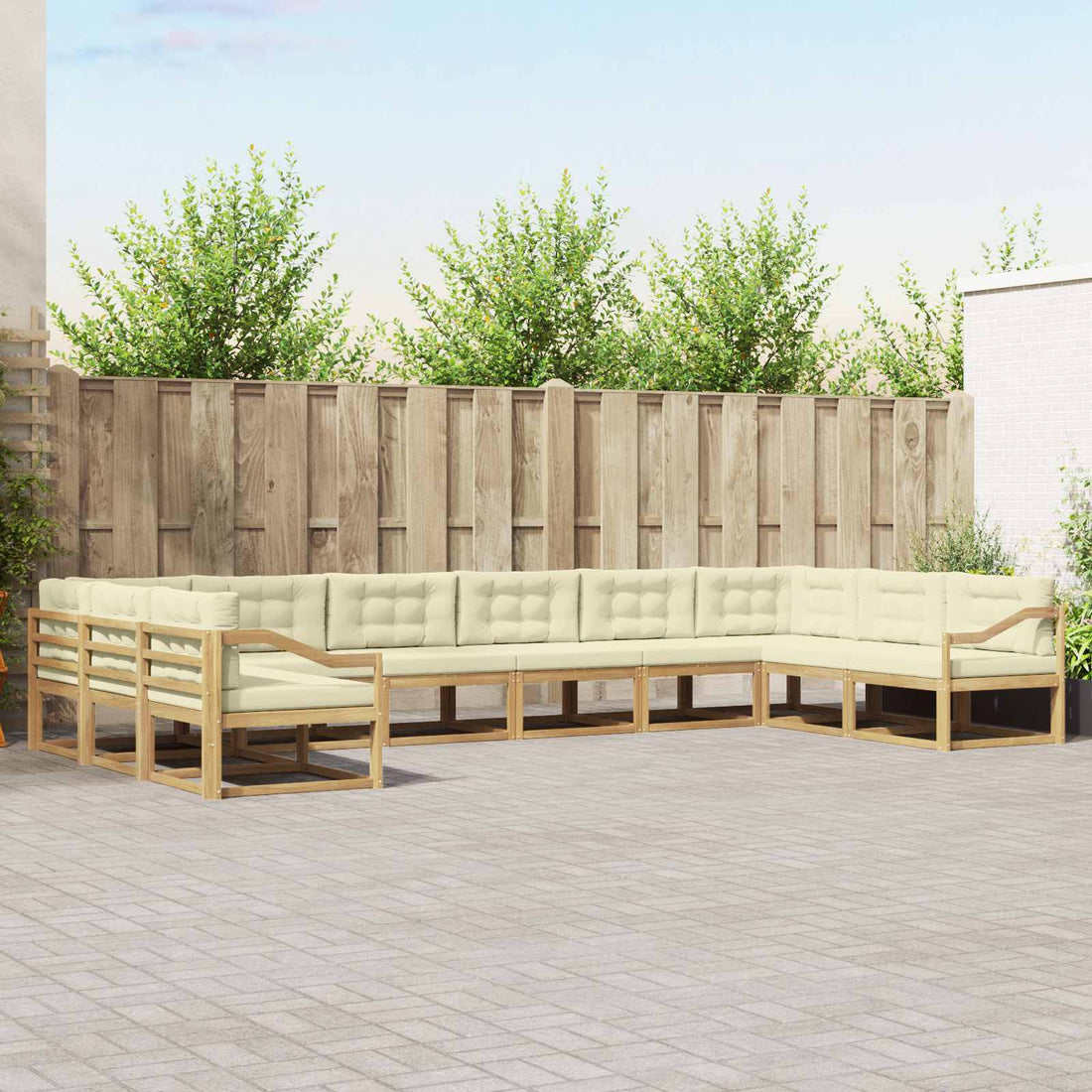 vidaXL Conjunto de sofás de exterior 10 uds. Blanco y Crema