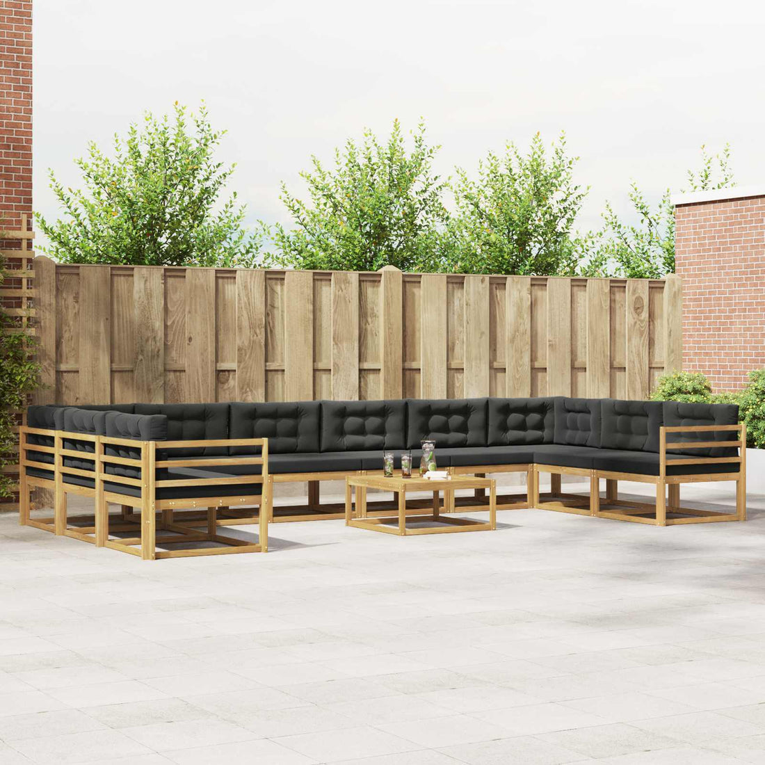 vidaXL Conjunto de sofás de exterior 11 uds. Blanco y Antracita