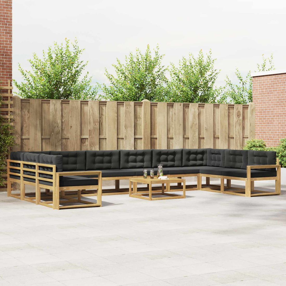 vidaXL Conjunto de sofás de exterior 11 uds. Blanco y Antracita