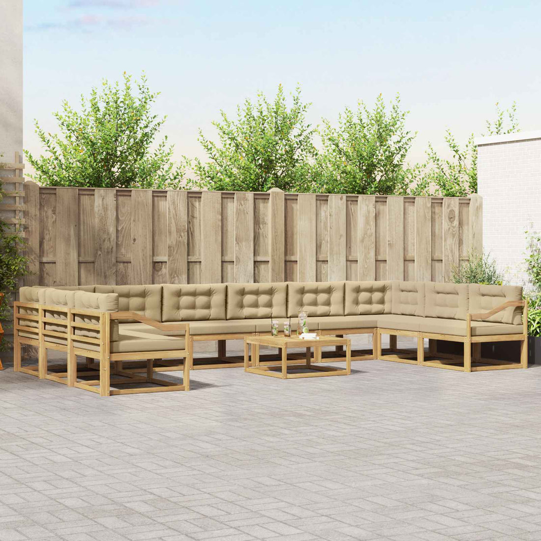 vidaXL Conjunto de sofás de exterior 11 uds. y Beige